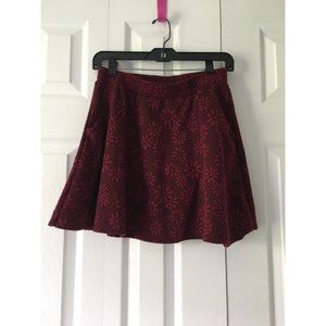 Maroon Floral Skater Skirt